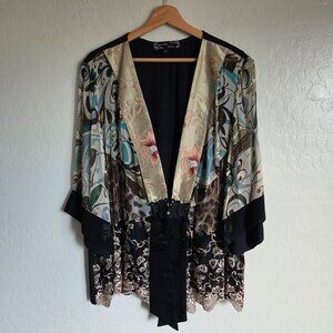Spencer Alexis Silk Blend Mixed Media Kimono Jacket 2X Whimsigoth Fairy Grunge